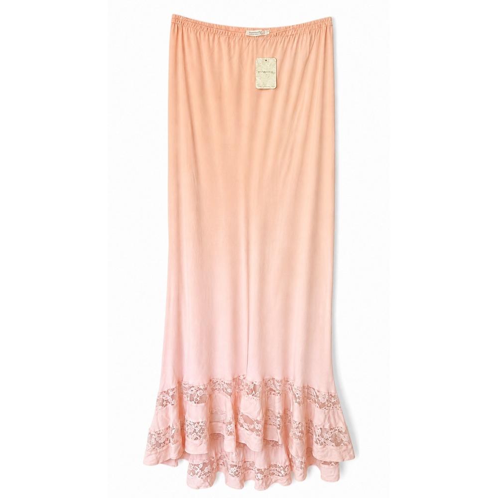 Intimately Free People Maxi Slip Skirt Pink Long Lost Lover L Lace High-Low Boho